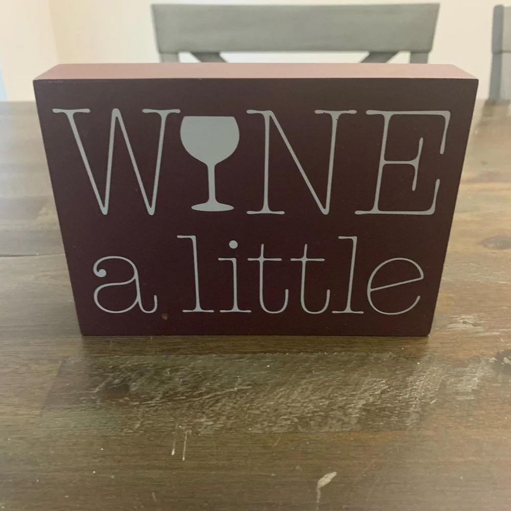 Burgundy “wine 🍷 a little” decorative quote block